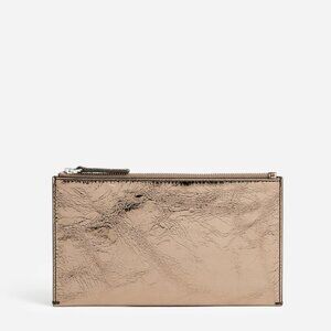 [NWT] Madewell The Leather Pouch Clutch in Pewter